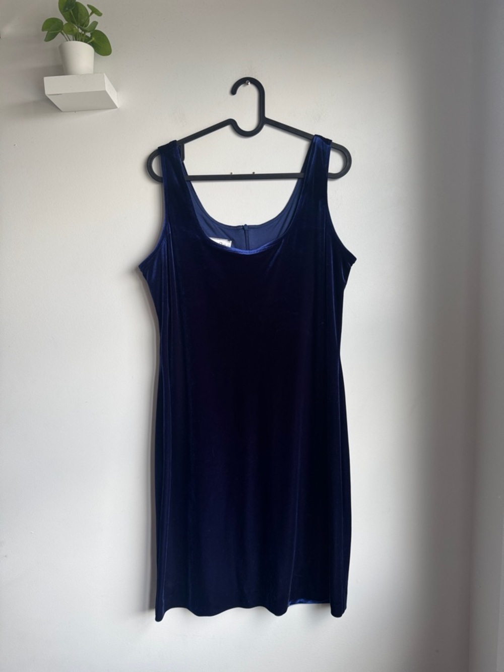 Joseph Ribkoff  Couture Velvet Scoop Neck Dress in Deep Blue